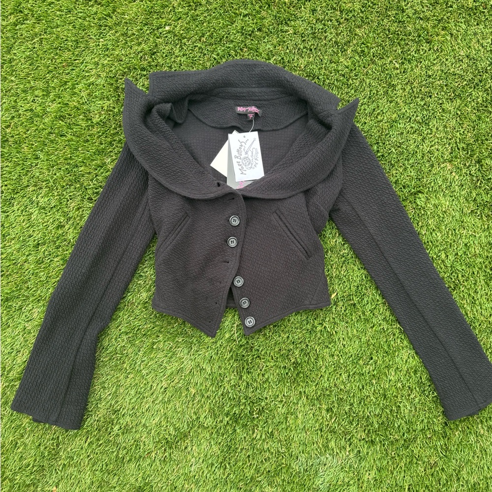Betsey Johnson Black Cropped Cardigan jacket Small
